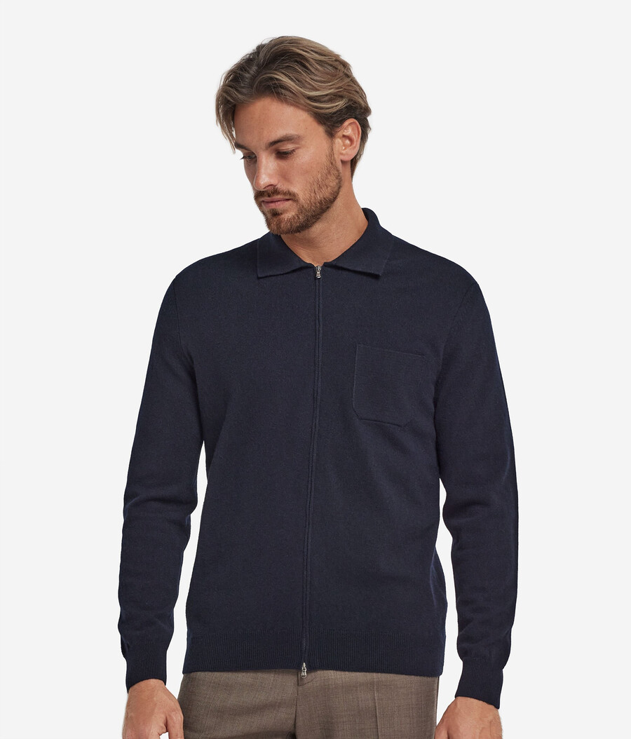 camicia con cerniera in cashmere ultra morbido