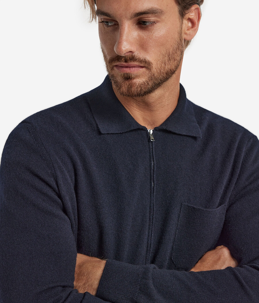 camicia con cerniera in cashmere ultra morbido