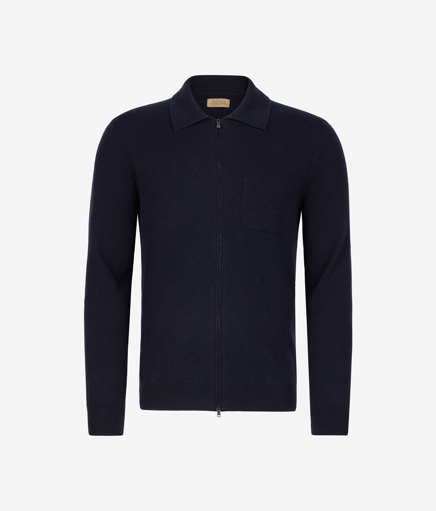 camicia con cerniera in cashmere ultra morbido