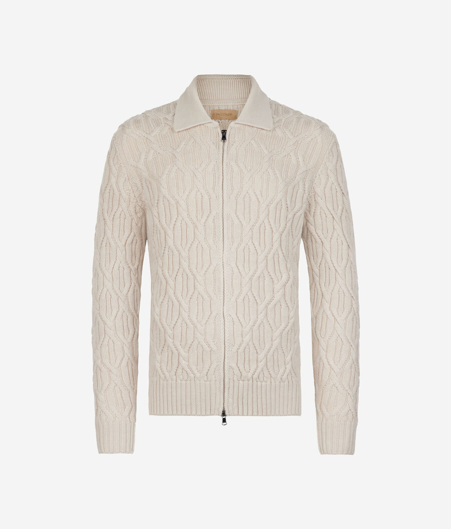 cardigan in lana a trecce