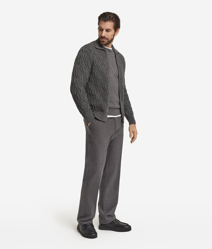 cardigan in lana a trecce