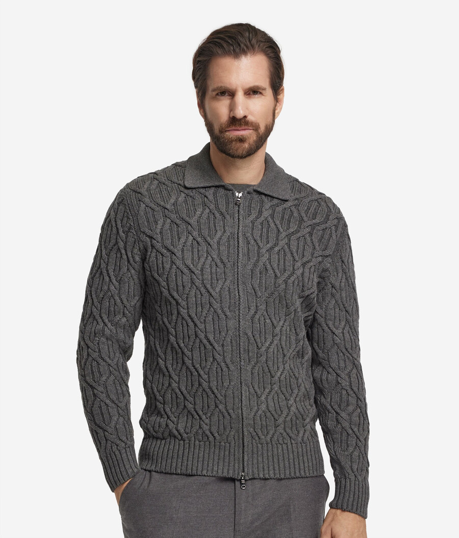 cardigan in lana a trecce