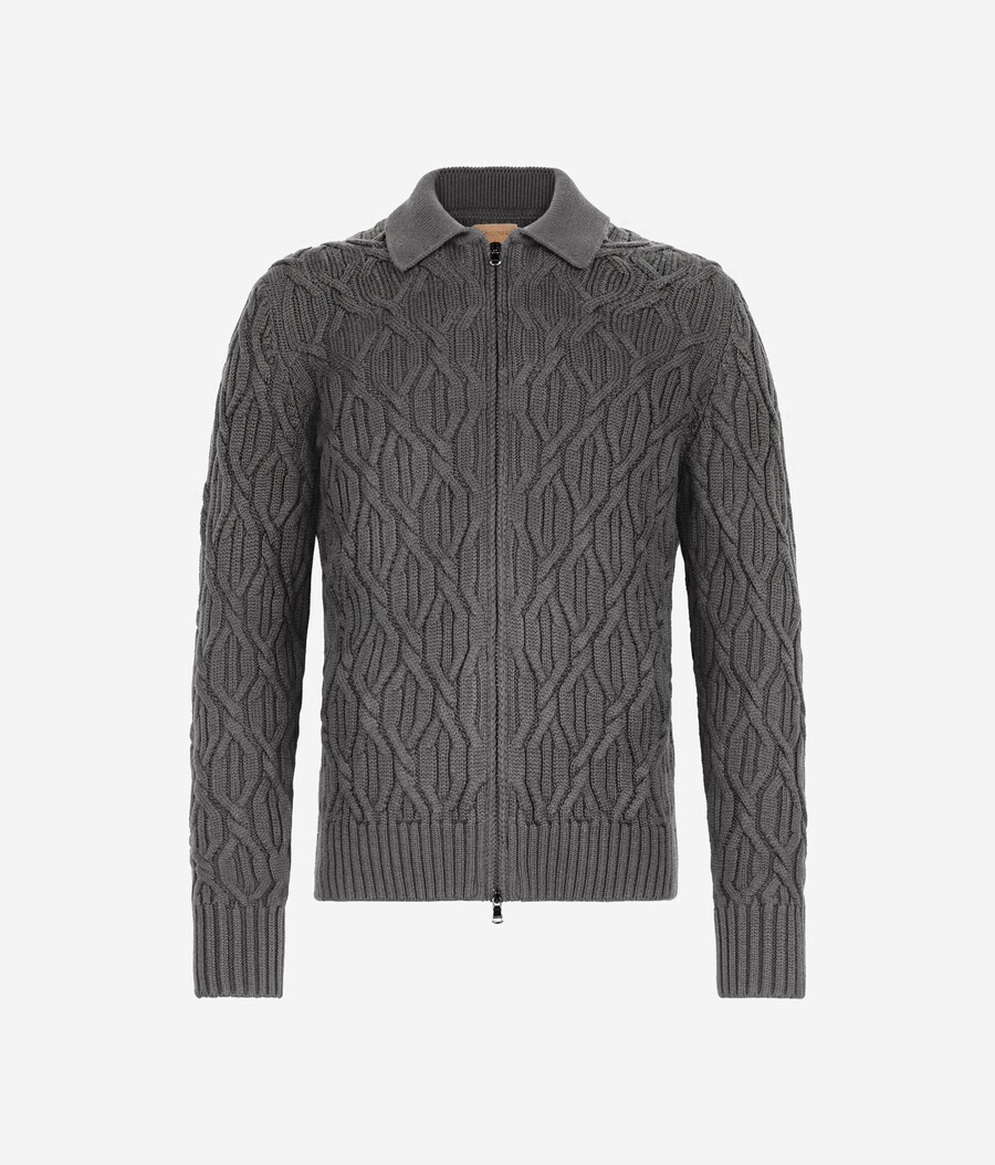 cardigan in lana a trecce