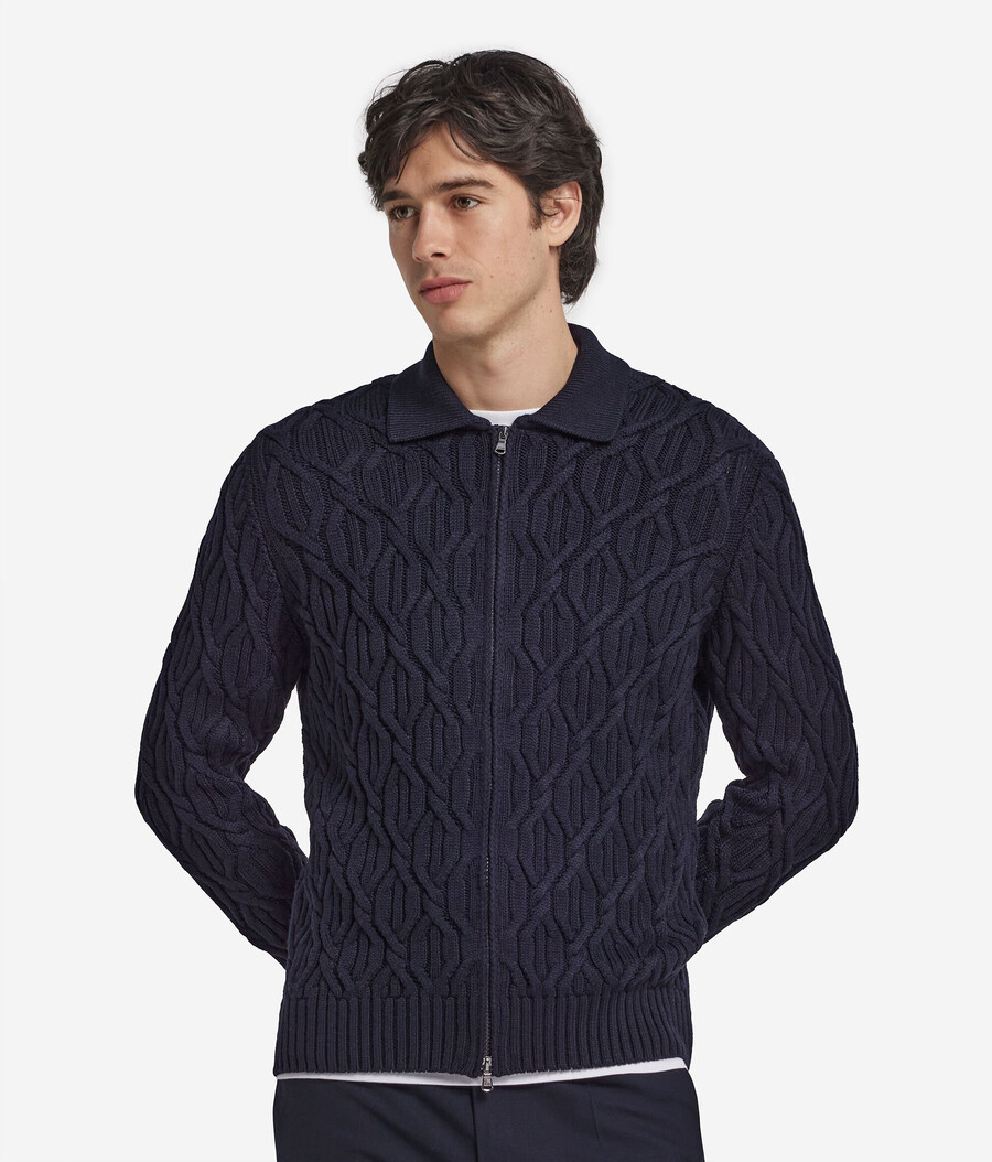 cardigan in lana a trecce