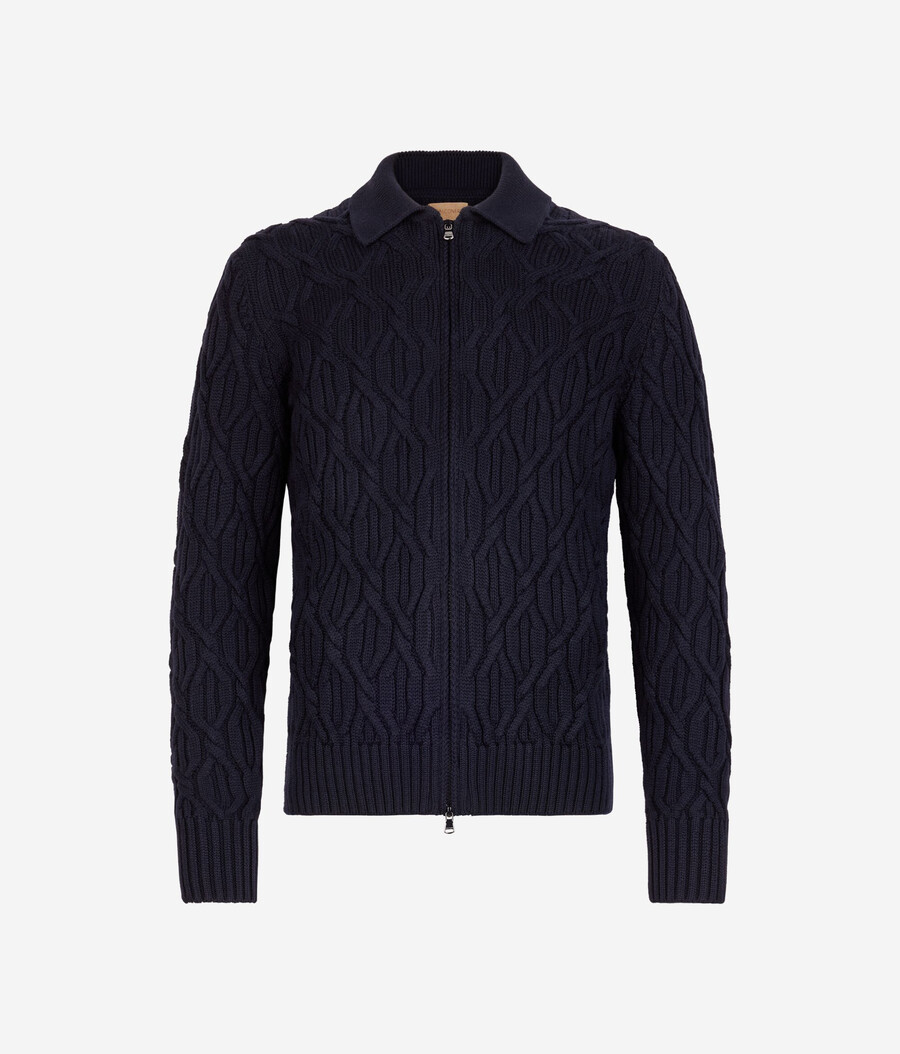 cardigan in lana a trecce