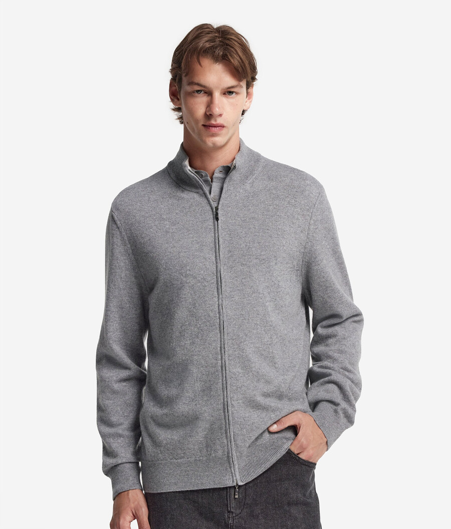 cardigan con zip intera in cashmere ultra morbido