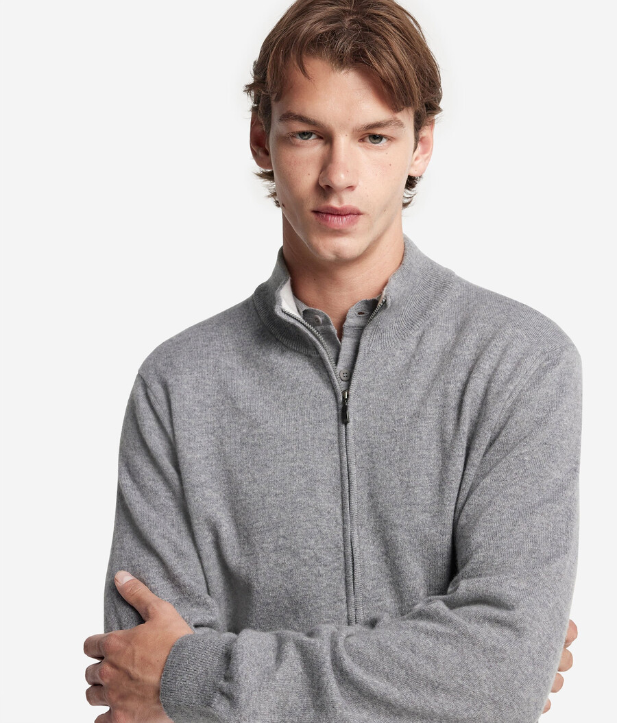 cardigan con zip intera in cashmere ultra morbido