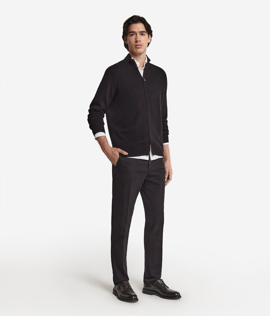cardigan con zip intera in cashmere ultra morbido