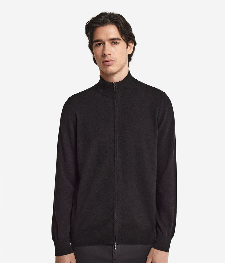 cardigan con zip intera in cashmere ultra morbido