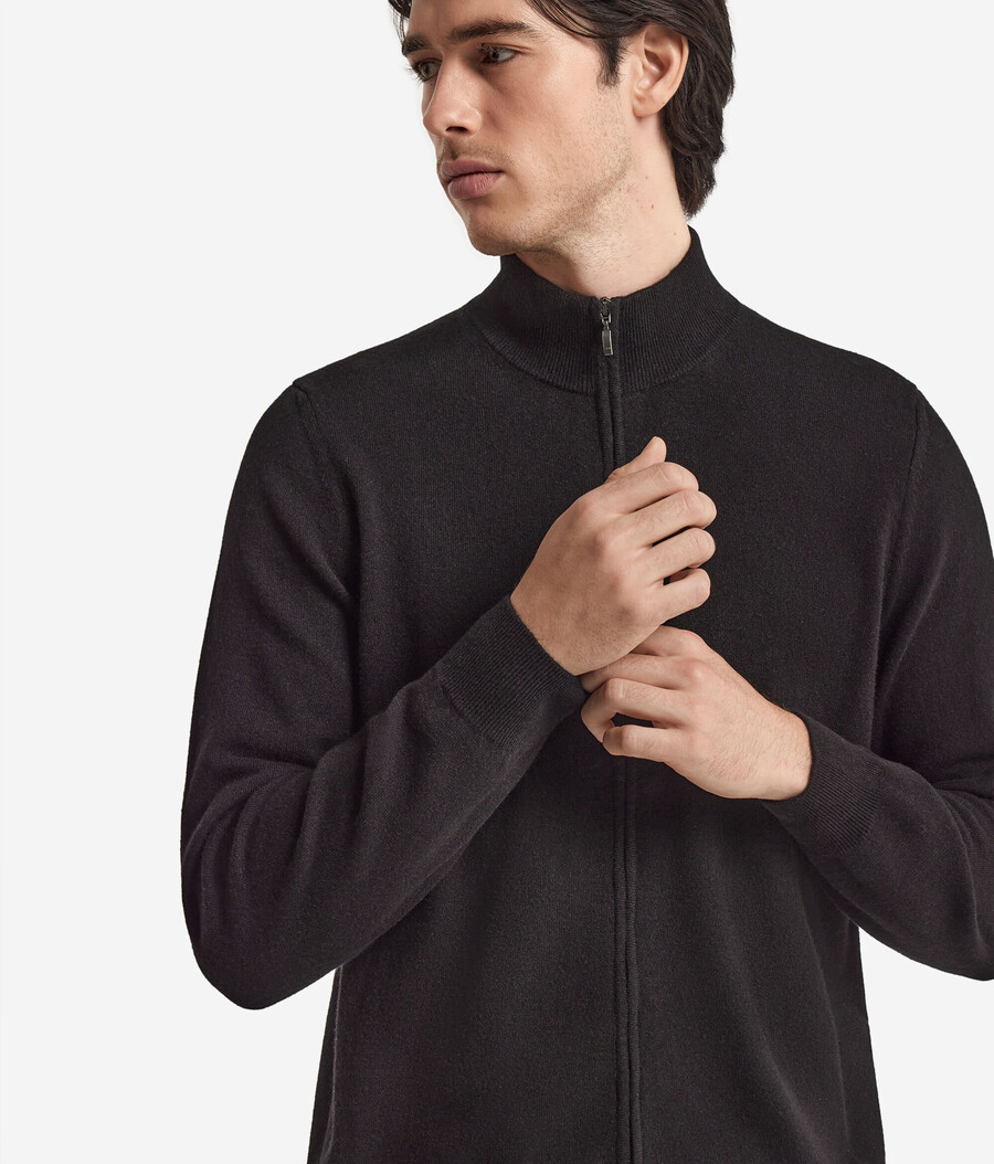cardigan con zip intera in cashmere ultra morbido