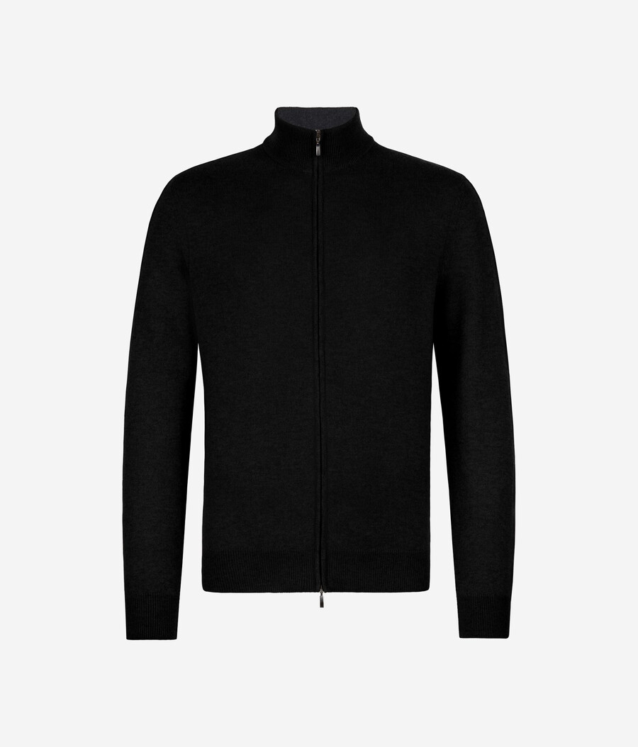 cardigan con zip intera in cashmere ultra morbido