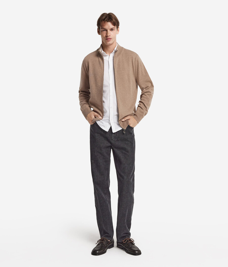 cardigan con zip intera in cashmere ultra morbido
