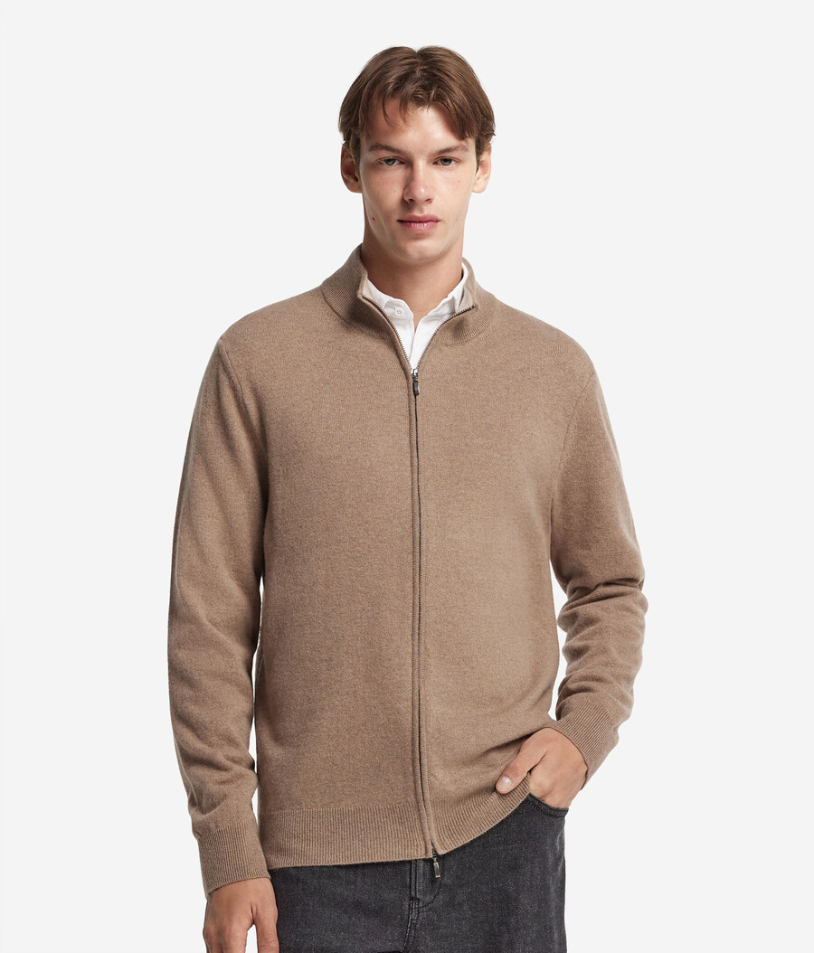 cardigan con zip intera in cashmere ultra morbido