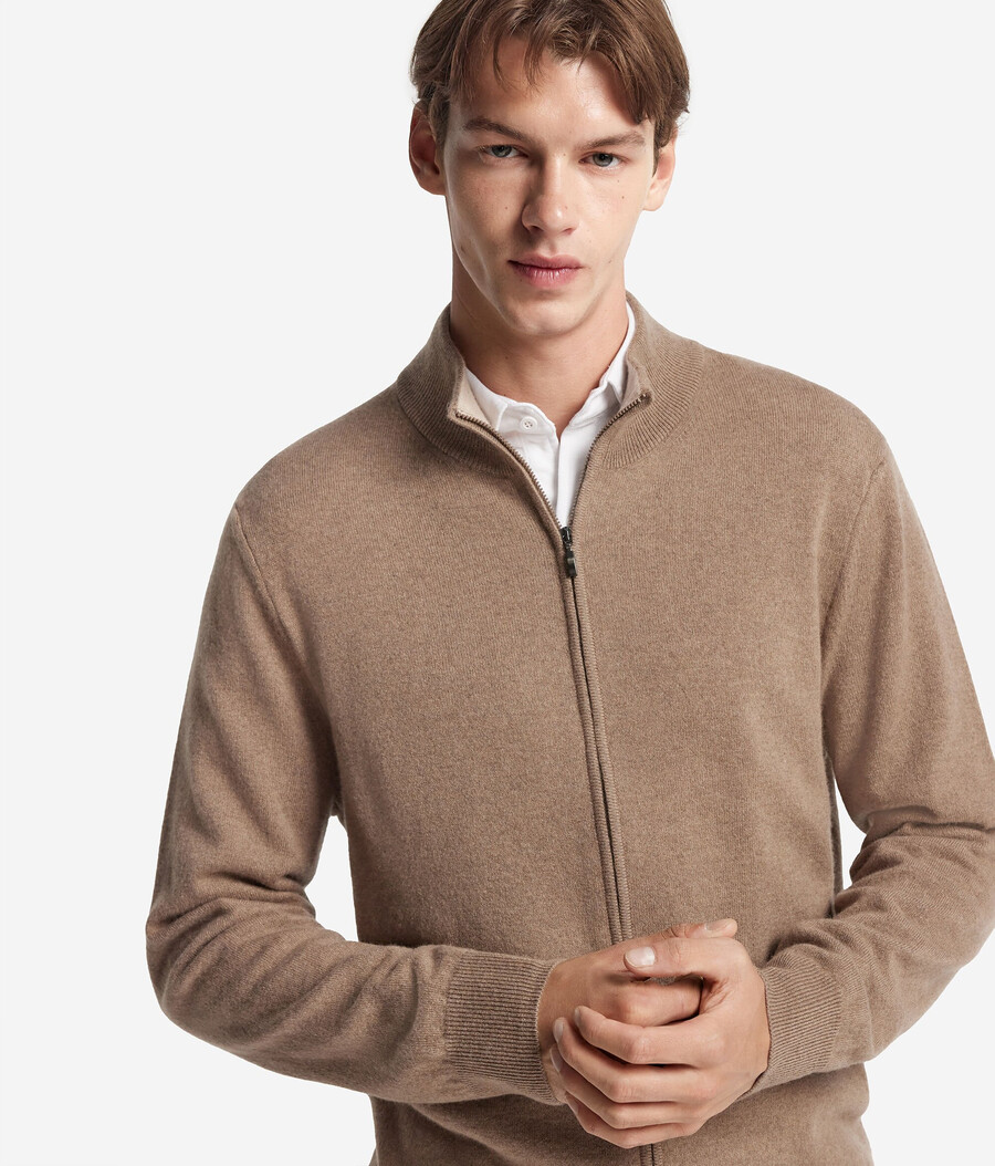 cardigan con zip intera in cashmere ultra morbido