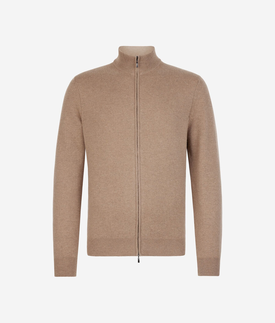 cardigan con zip intera in cashmere ultra morbido