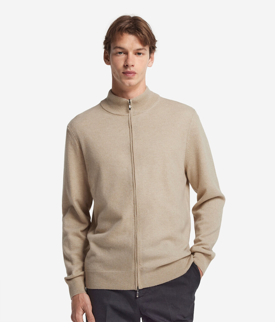 cardigan con zip intera in cashmere ultra morbido