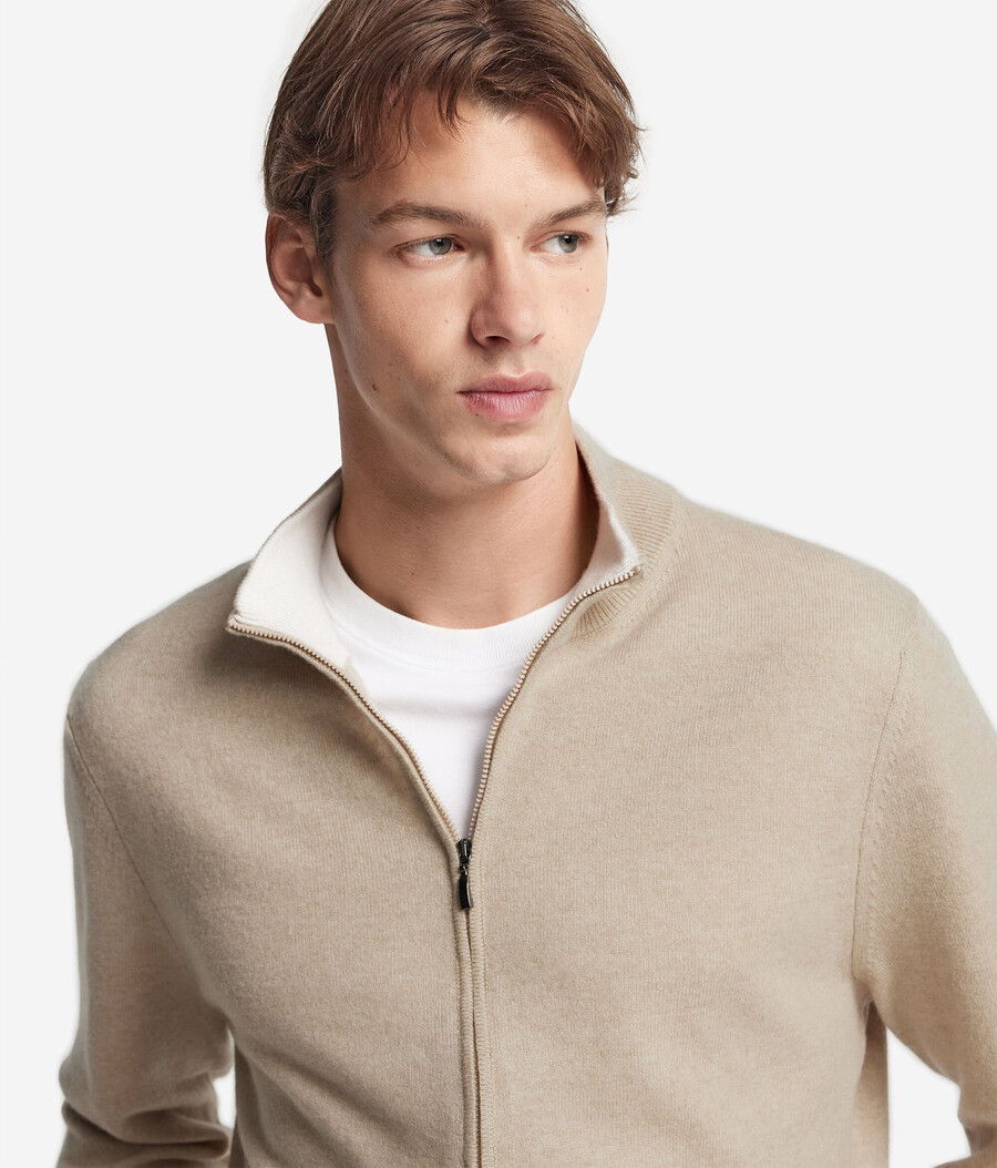 cardigan con zip intera in cashmere ultra morbido
