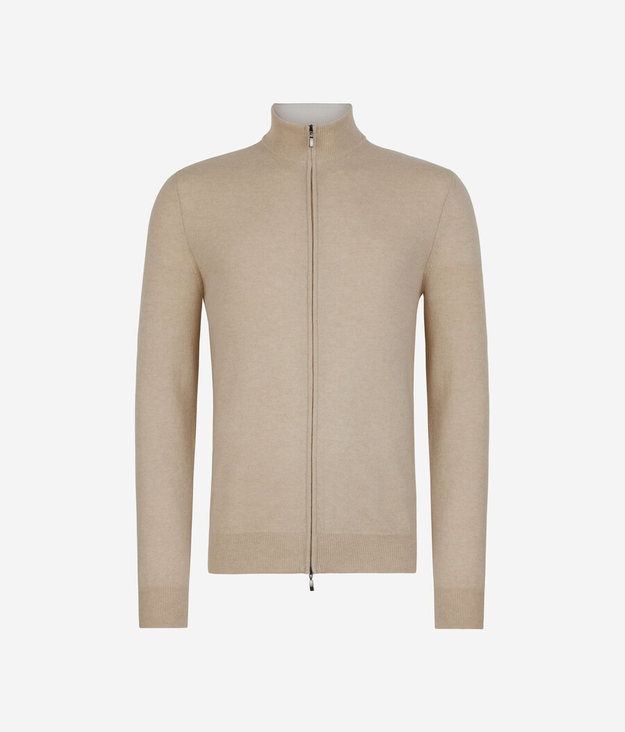 cardigan con zip intera in cashmere ultra morbido
