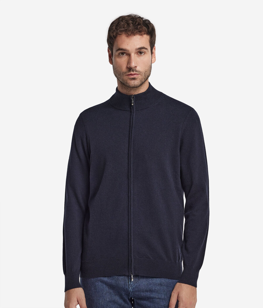 cardigan con zip intera in cashmere ultra morbido