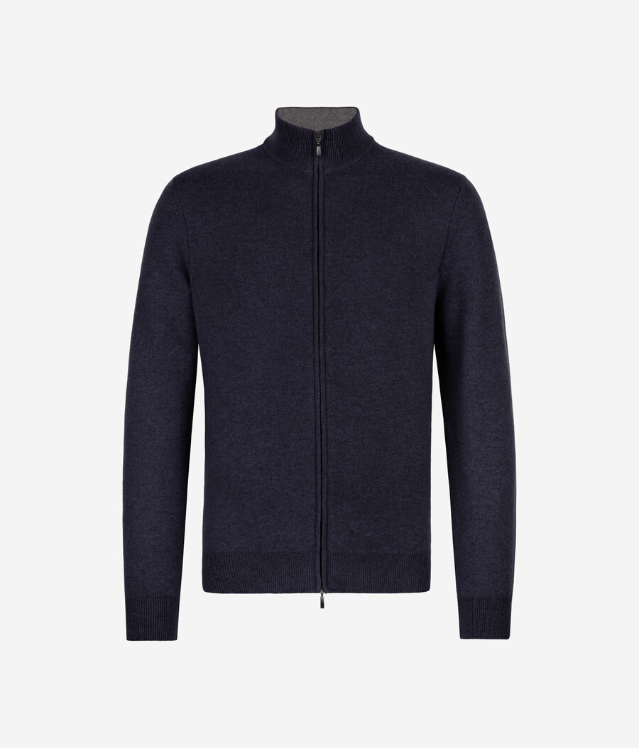 cardigan con zip intera in cashmere ultra morbido