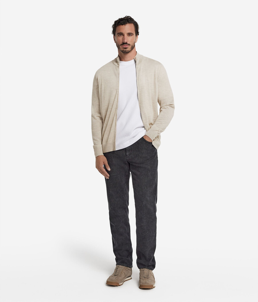 cardigan in cashmere con cerniera