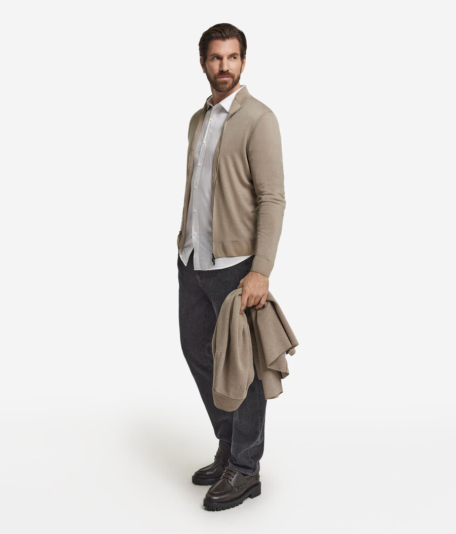 cardigan in cashmere con cerniera