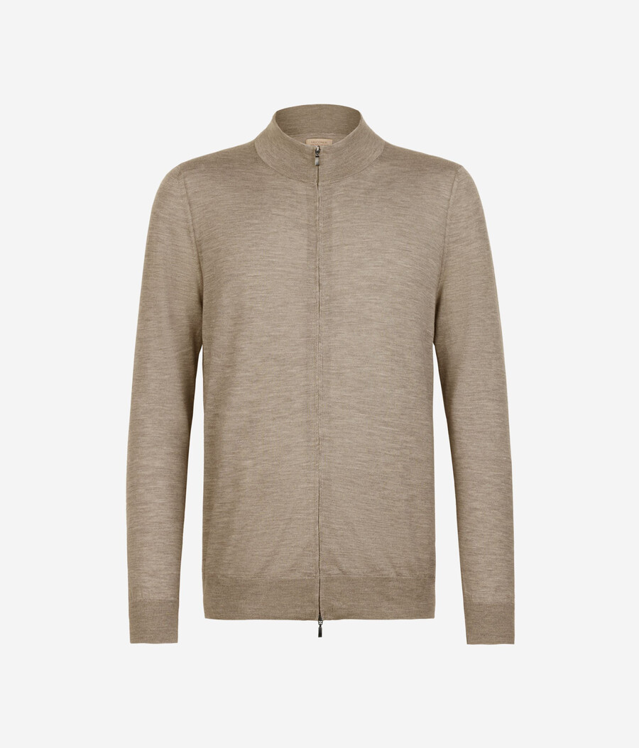cardigan in cashmere con cerniera
