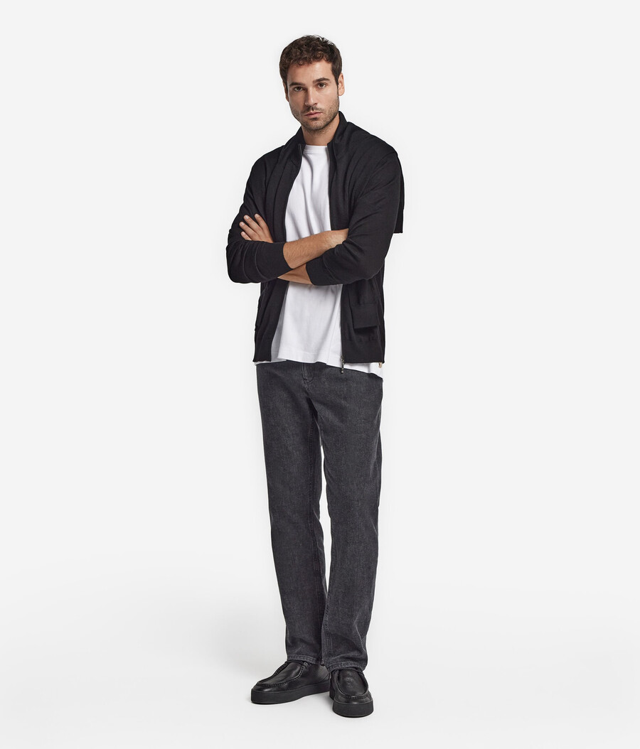 cardigan in cashmere con cerniera