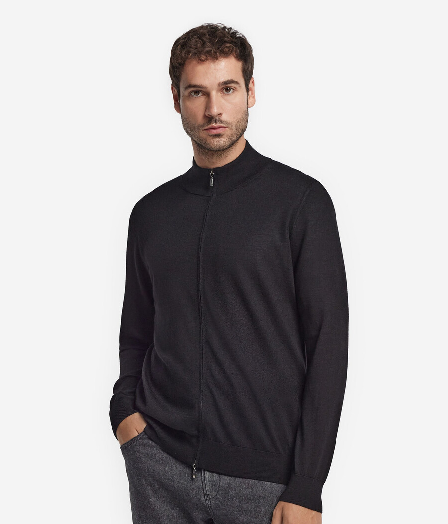 cardigan in cashmere con cerniera