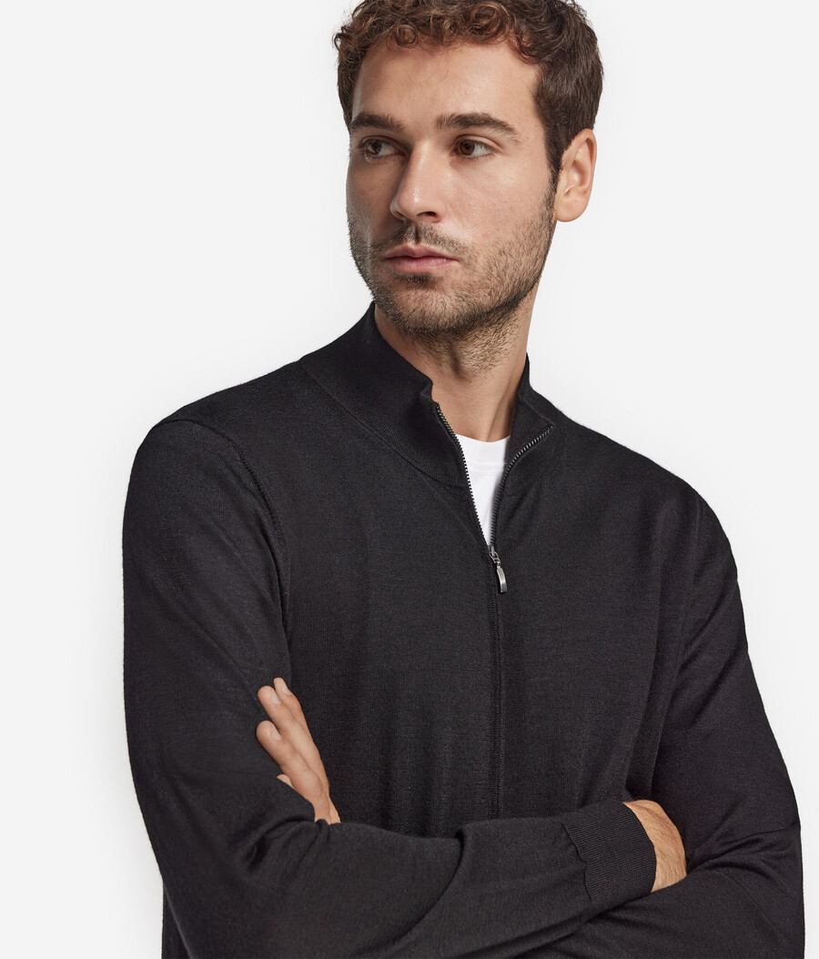 cardigan in cashmere con cerniera