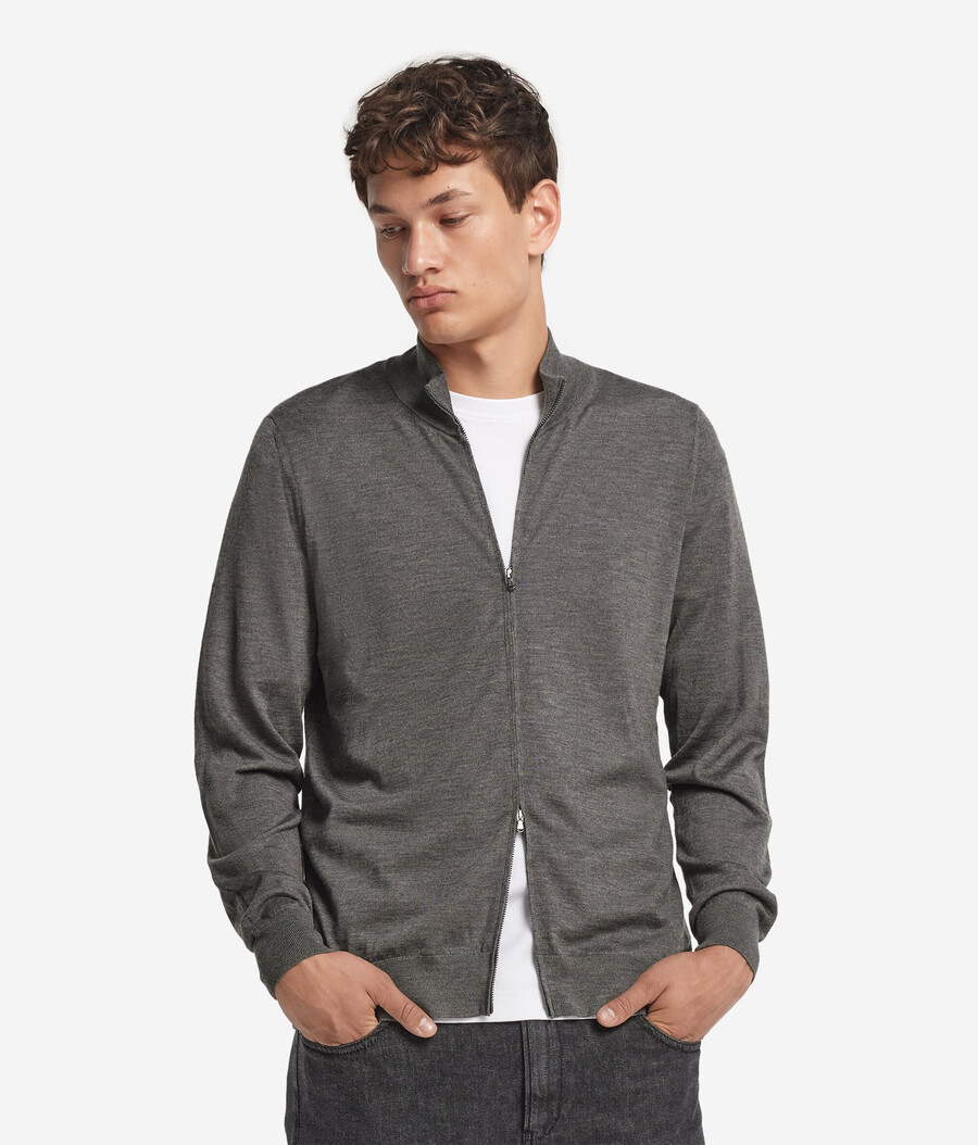 cardigan in cashmere con cerniera