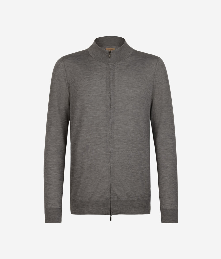 cardigan in cashmere con cerniera