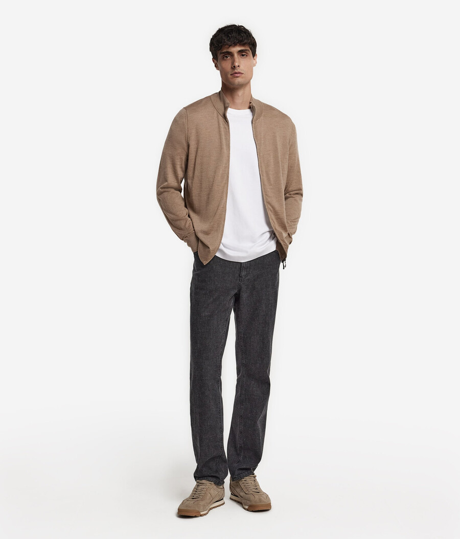 cardigan in cashmere con cerniera