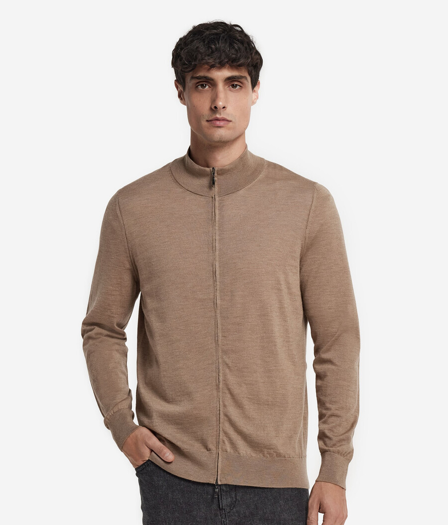 cardigan in cashmere con cerniera