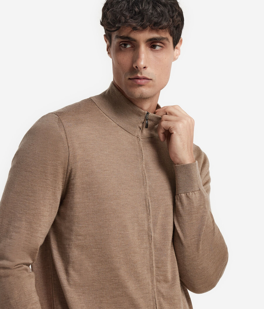 cardigan in cashmere con cerniera