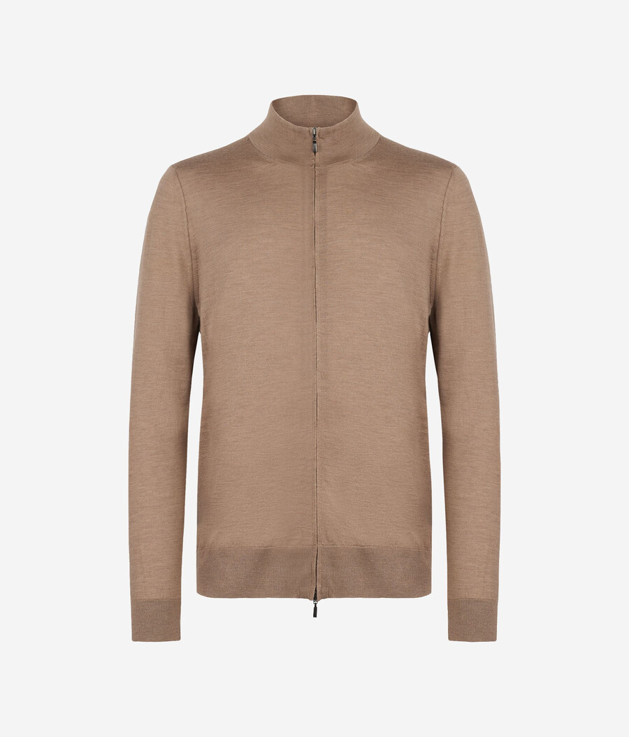 cardigan in cashmere con cerniera