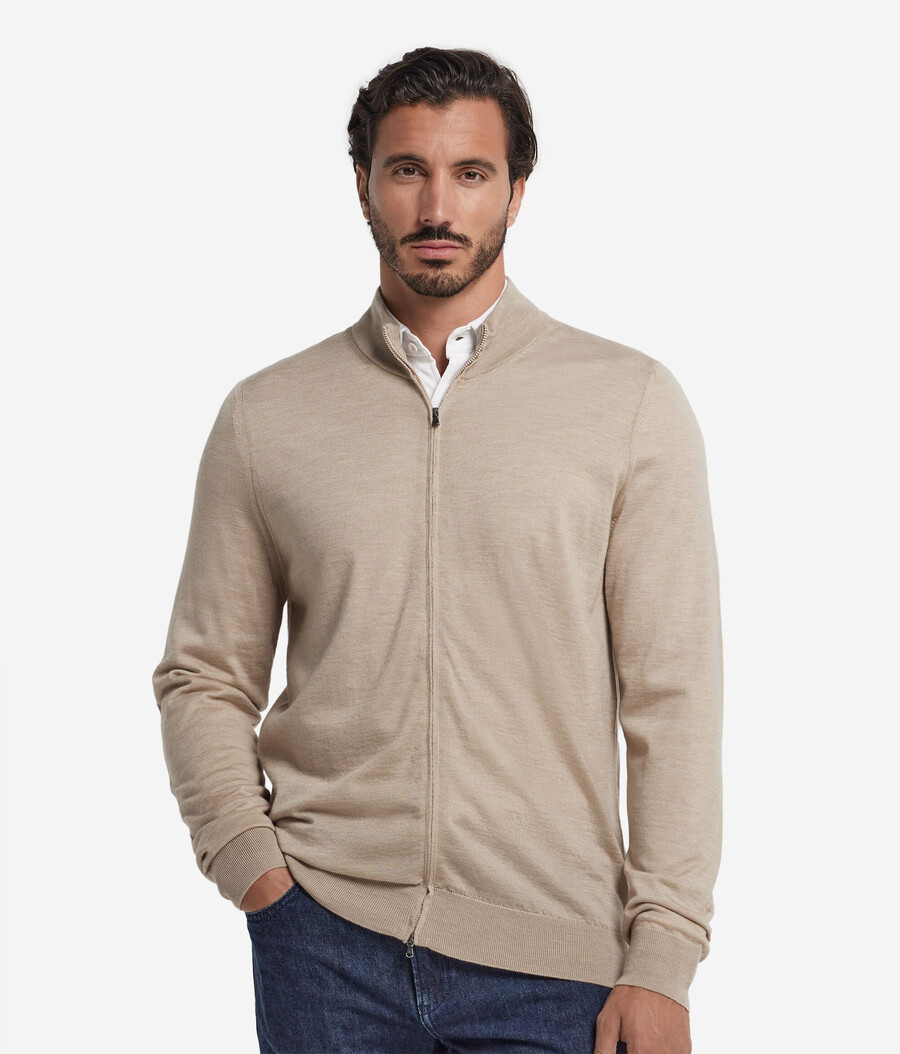 cardigan in cashmere con cerniera