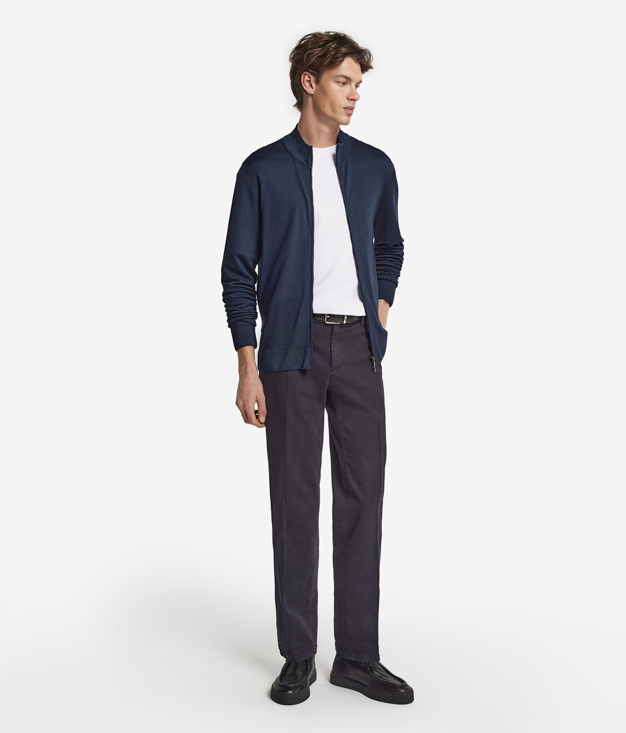 cardigan in cashmere con cerniera