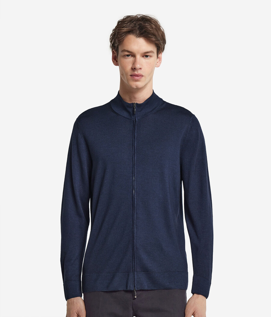 cardigan in cashmere con cerniera