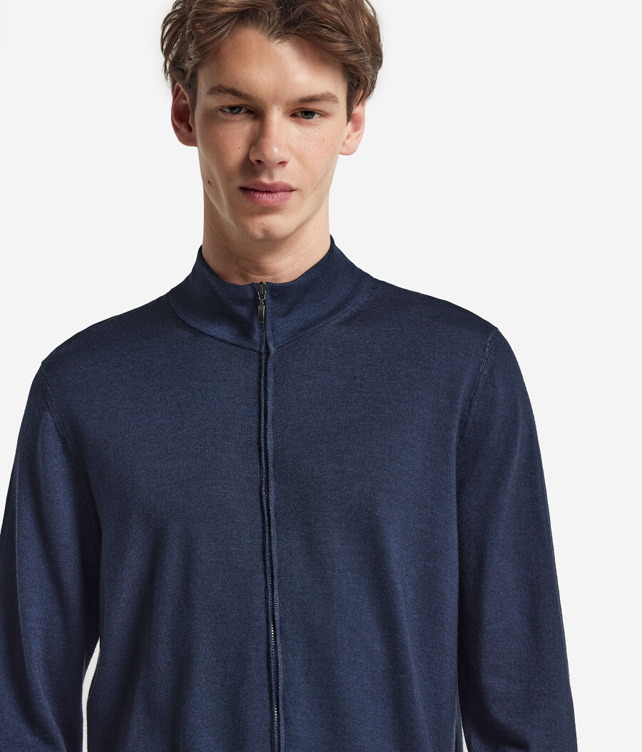 cardigan in cashmere con cerniera