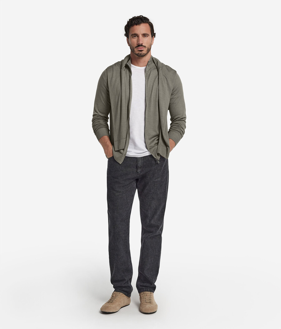cardigan in cashmere con cerniera