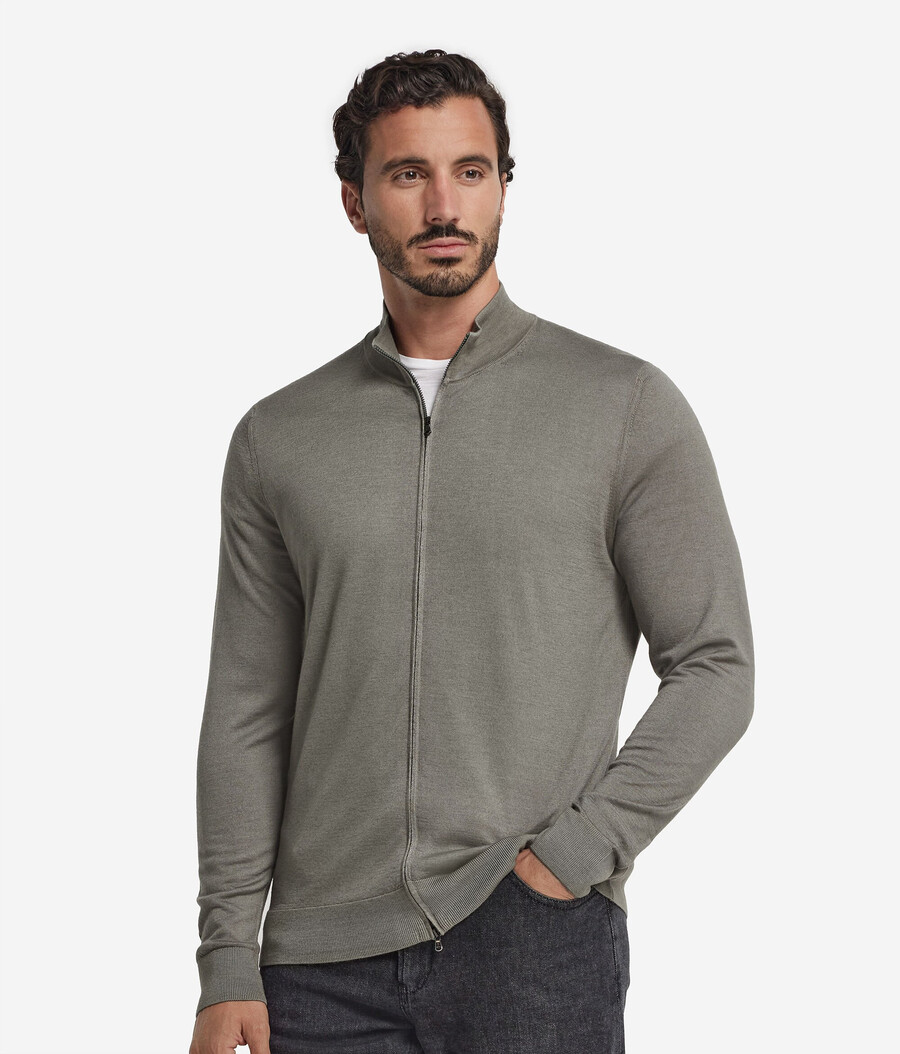 cardigan in cashmere con cerniera