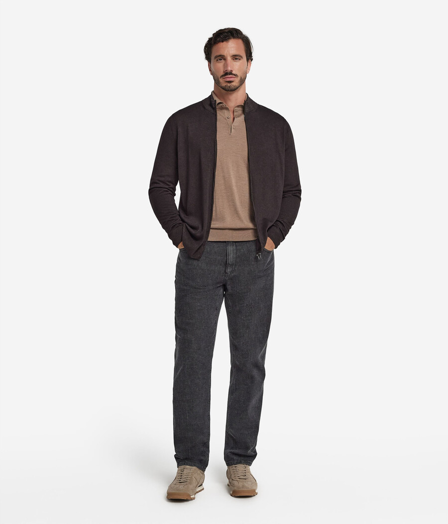 cardigan in cashmere con cerniera