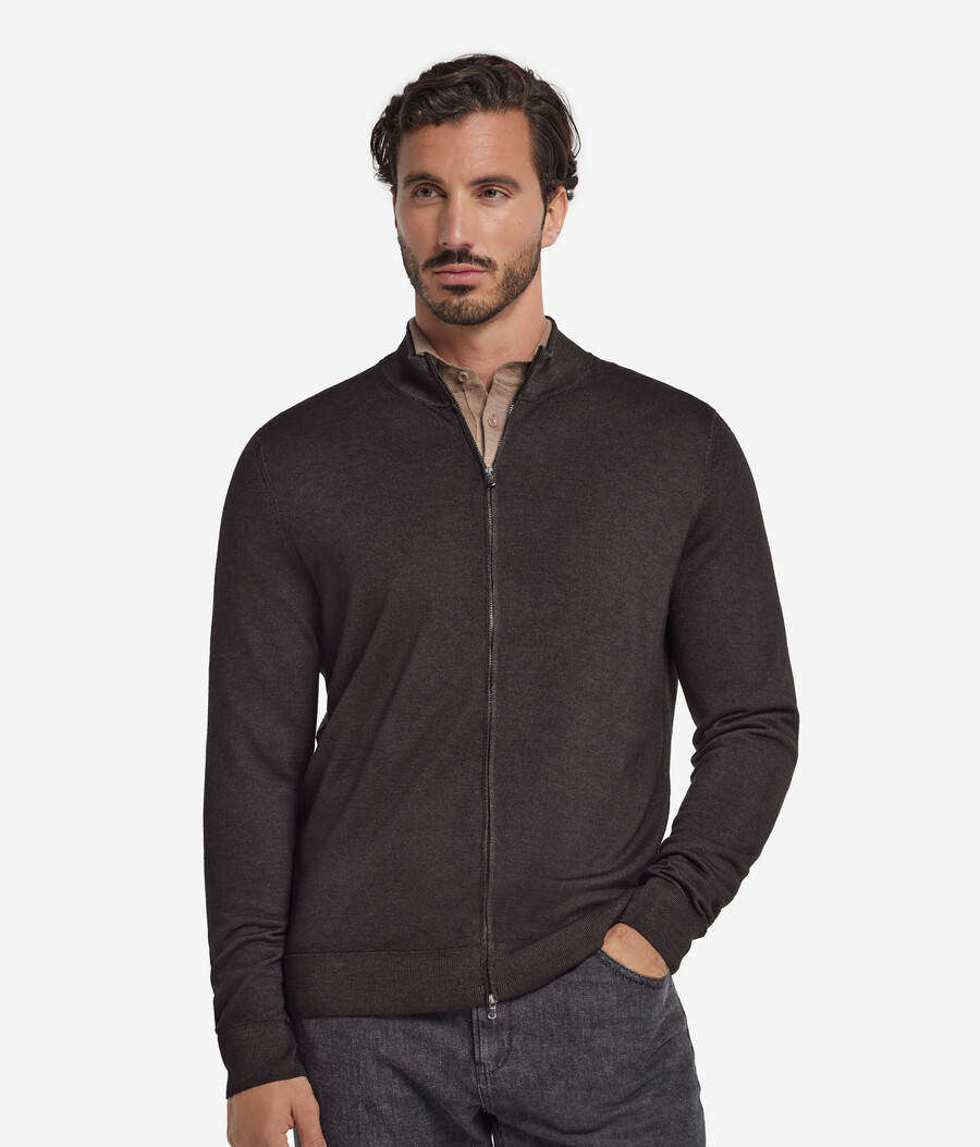 cardigan in cashmere con cerniera