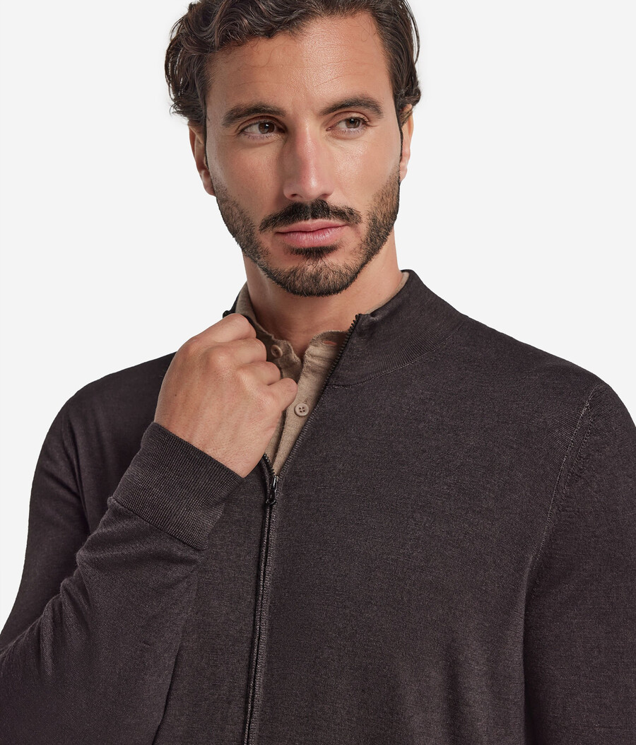 cardigan in cashmere con cerniera