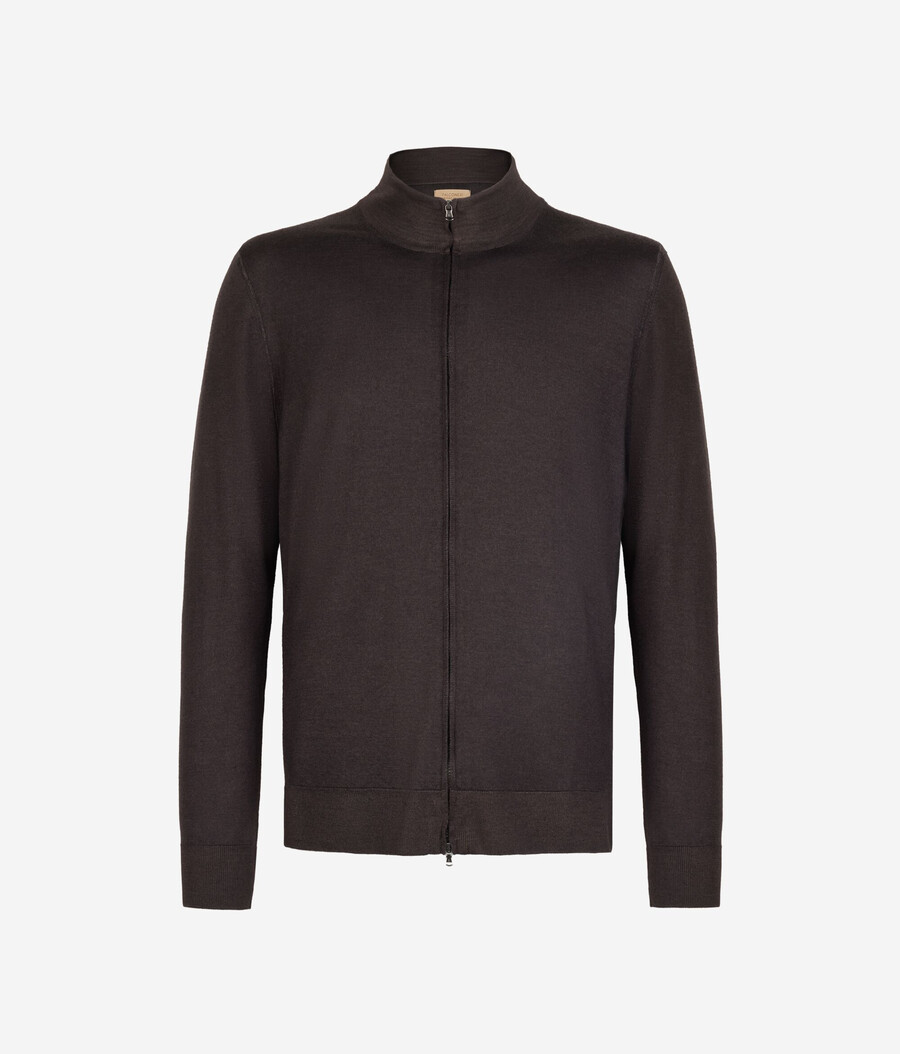 cardigan in cashmere con cerniera