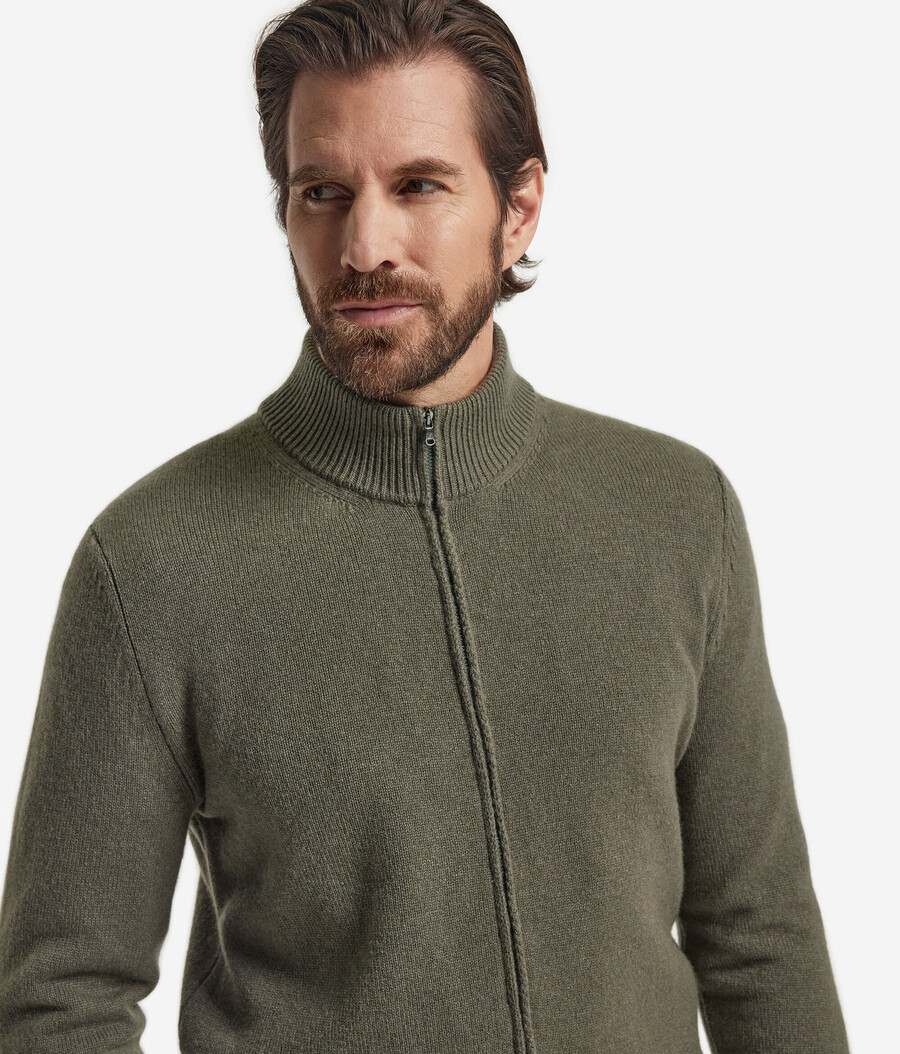 cardigan con cerniera in cashmere ultra morbido