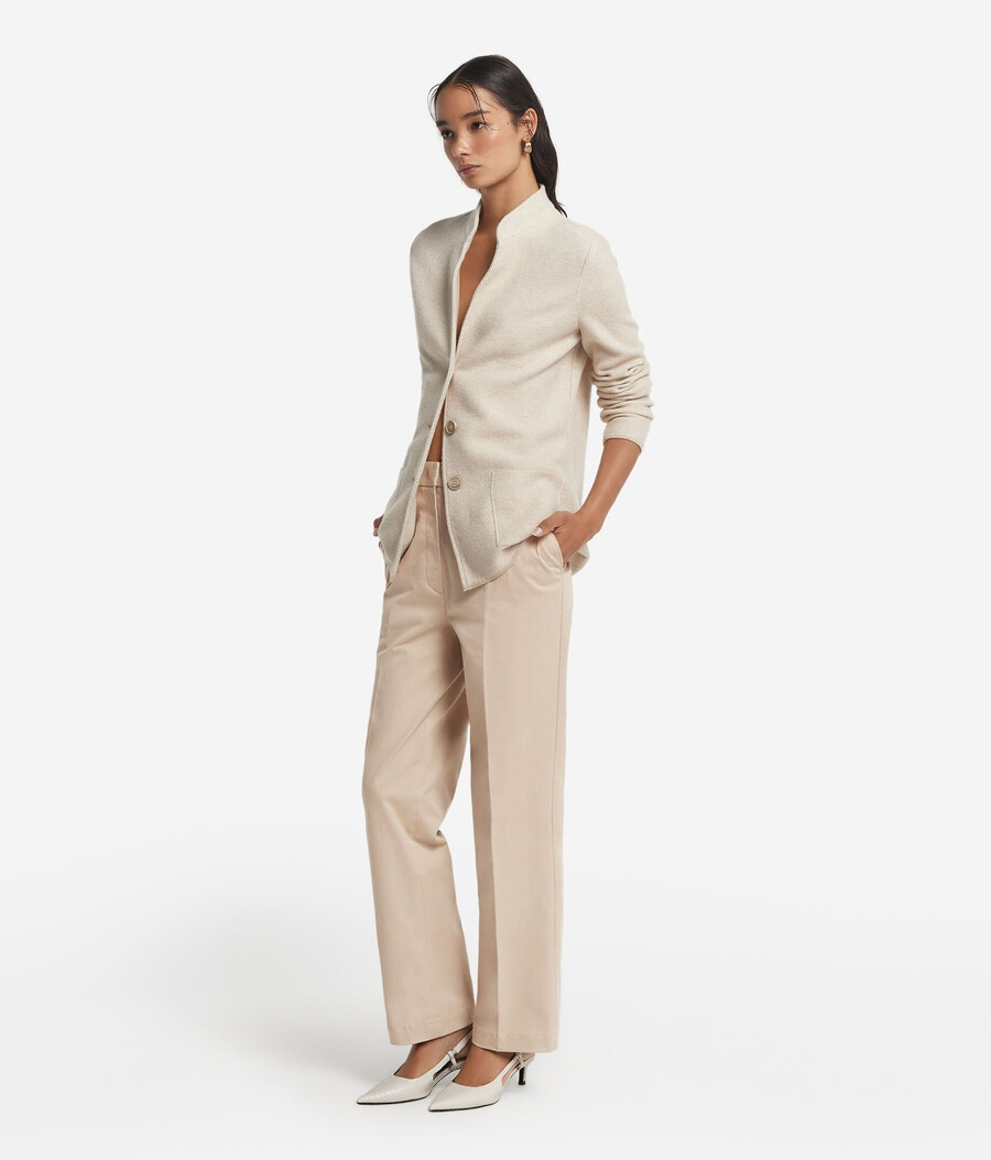 pantaloni a sigaretta in cotone e cashmere