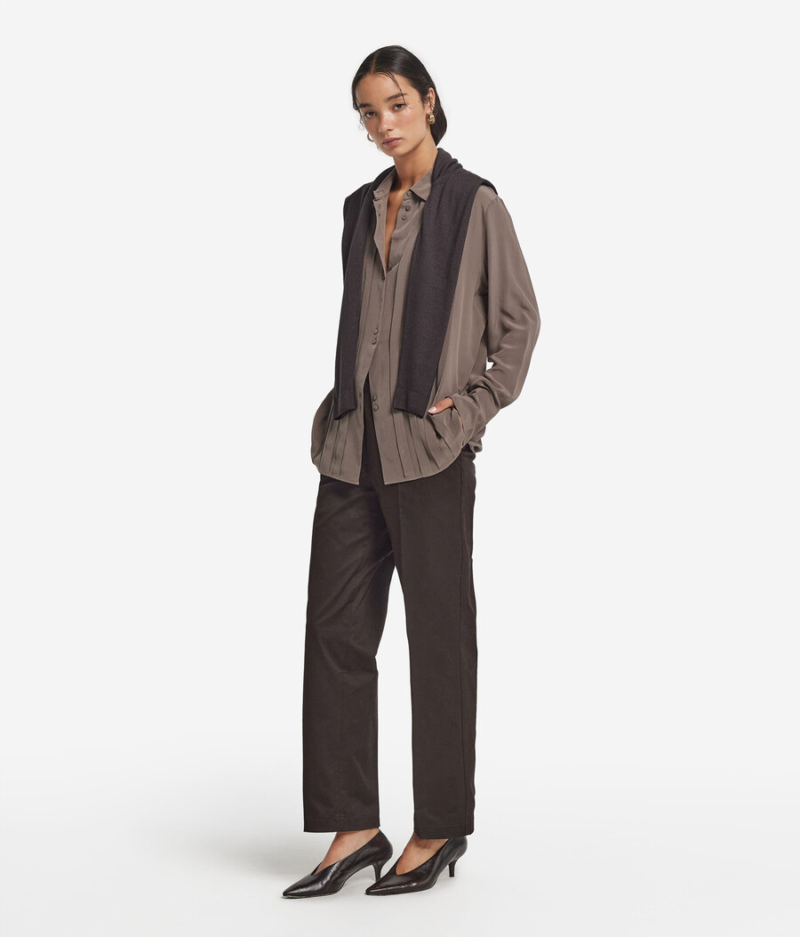 pantaloni a sigaretta in cotone e cashmere