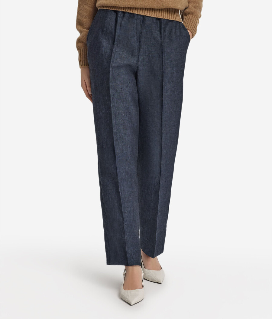 pantaloni a sigaretta in lino